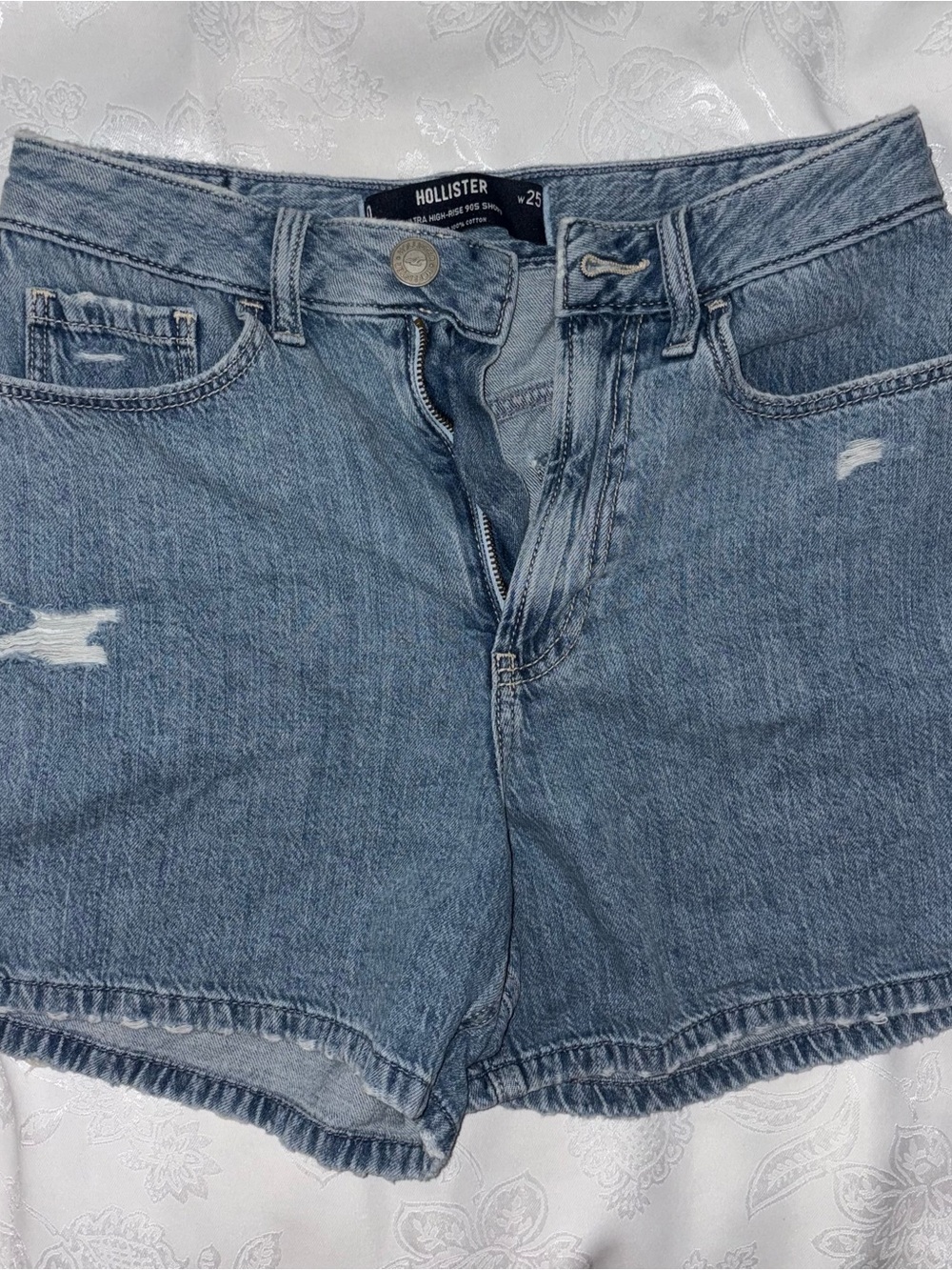 Hollister Ultra High-Rise 90s Shorts W25 Size 0 Light Wash Y2K